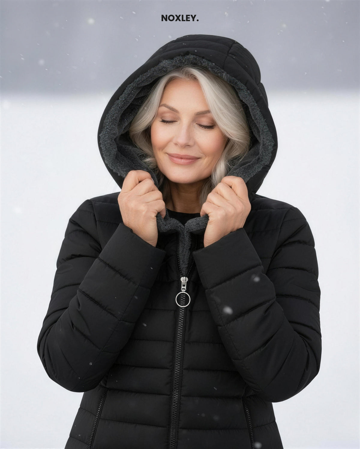 Philippa Women's Fleece-Lined Longline Padded Coat - Black