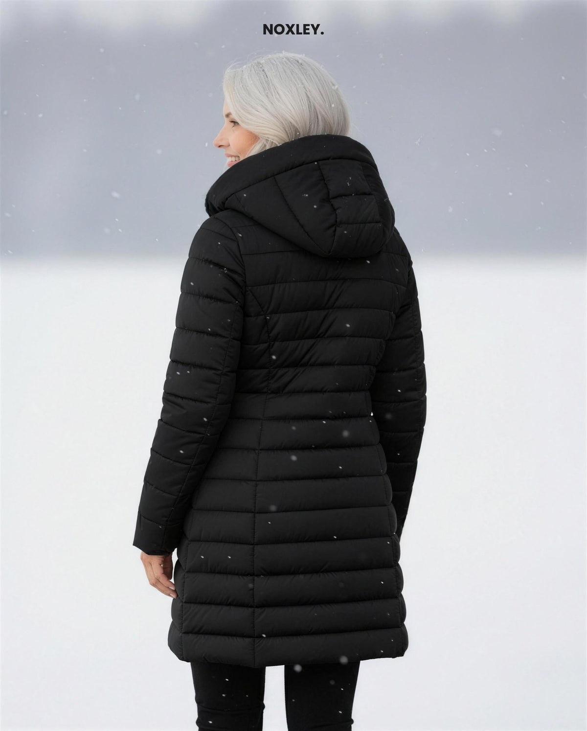 Philippa Women's Fleece-Lined Longline Padded Coat - Black