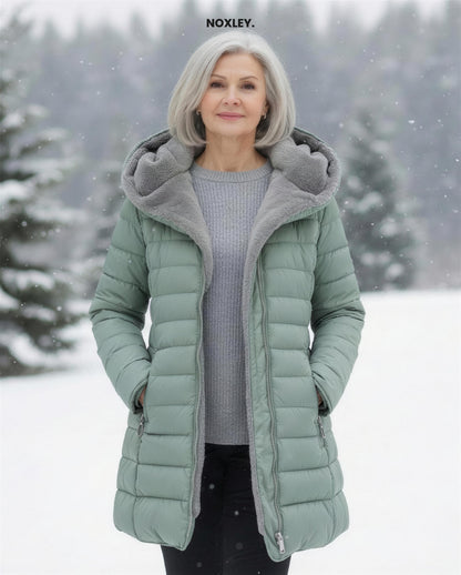 Philippa Women's Fleece-Lined Longline Padded Coat - Sage Green
