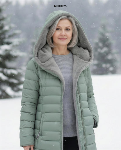 Philippa Women's Fleece-Lined Longline Padded Coat - Sage Green