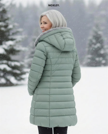 Philippa Women's Fleece-Lined Longline Padded Coat - Sage Green