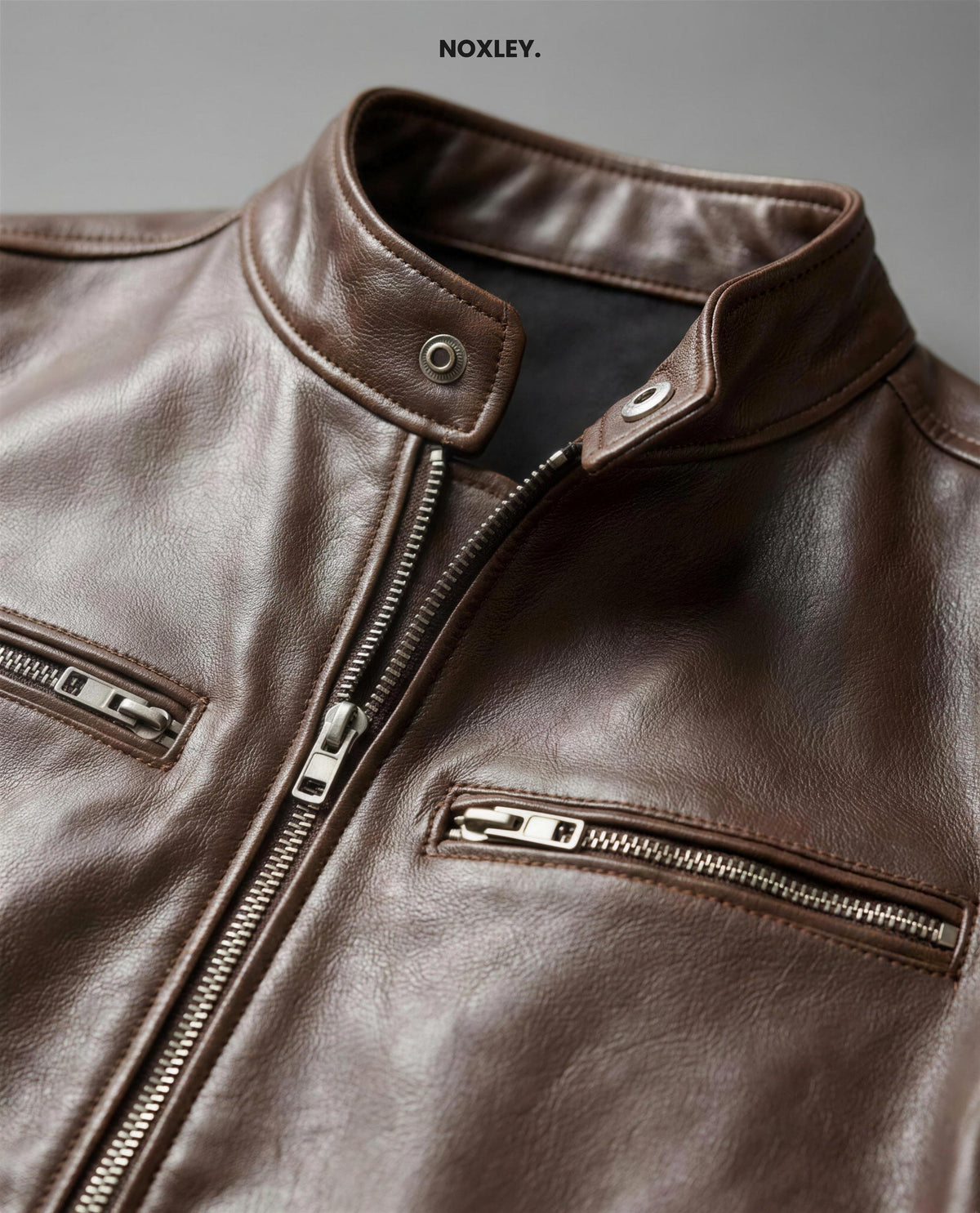 Rafe Men's Leather-Look Cafe Racer Jacket - Dark Brown