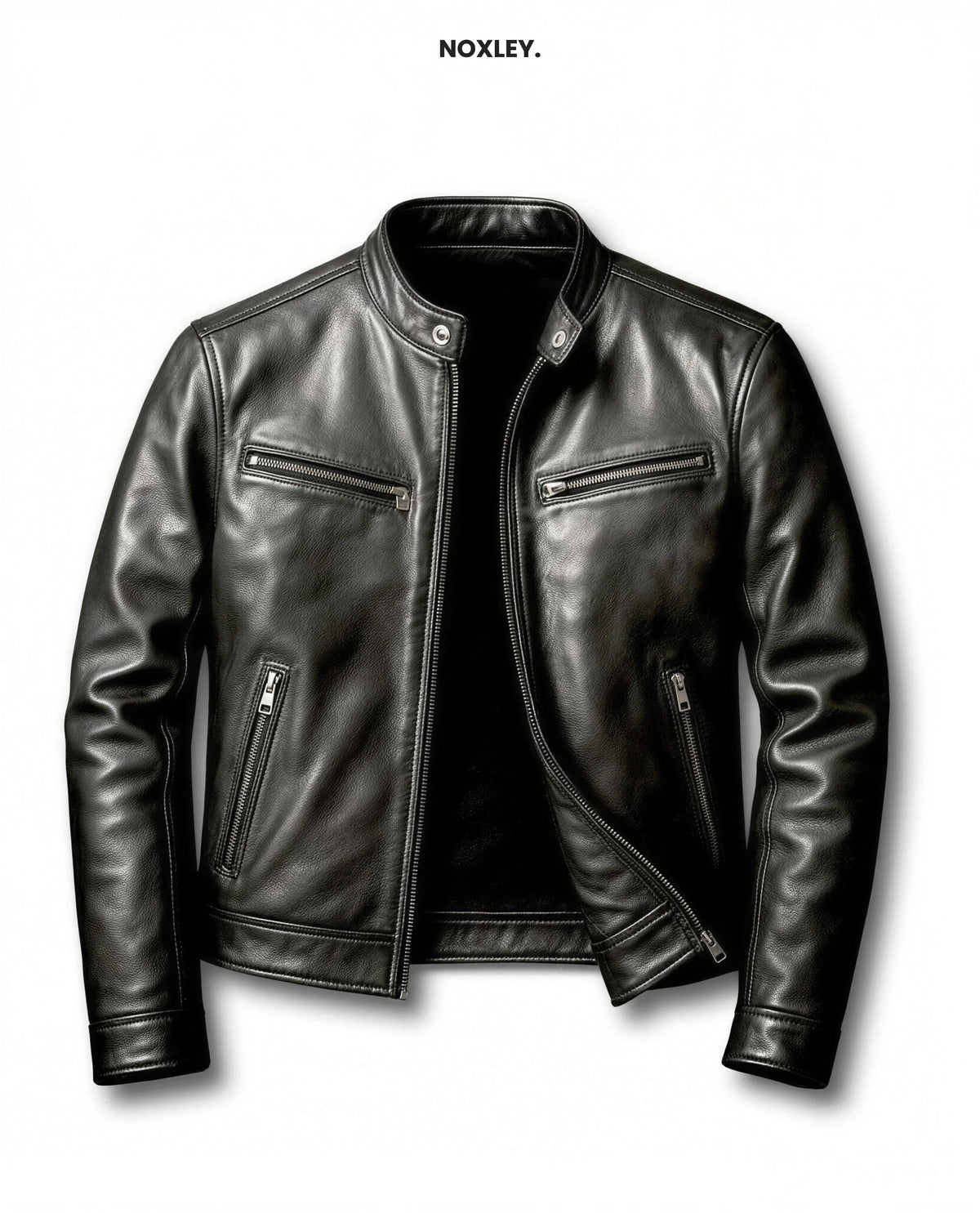 Rafe Men's Leather-Look Cafe Racer Jacket - Black