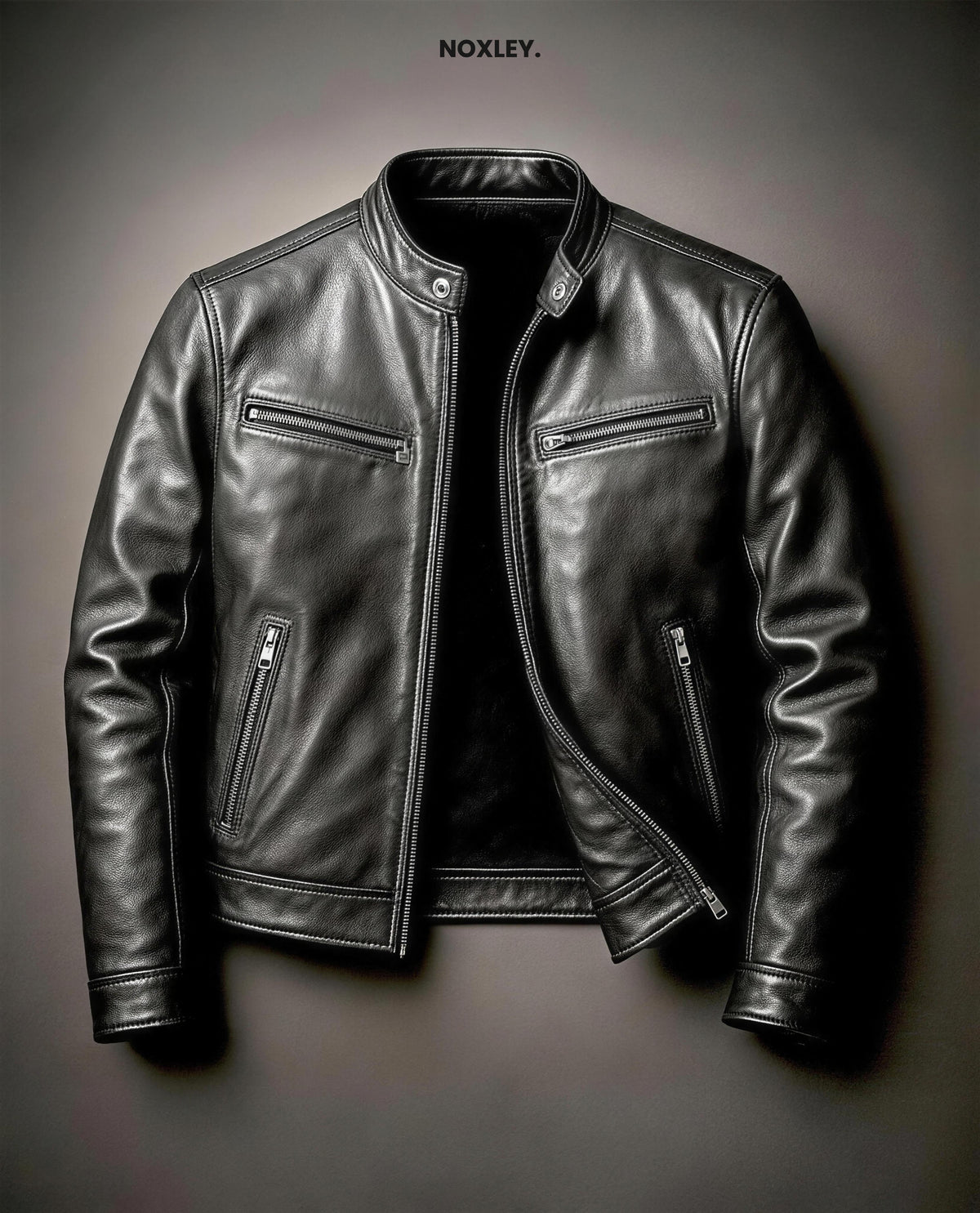 Rafe Men's Leather-Look Cafe Racer Jacket - Black