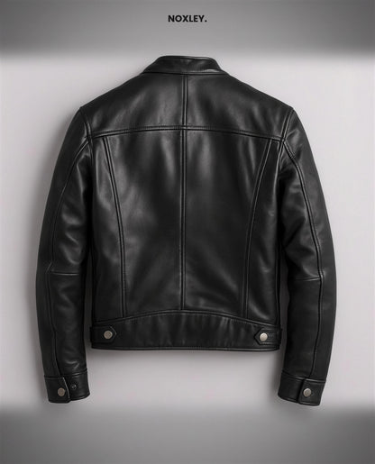 Rafe Men's Leather-Look Cafe Racer Jacket - Black