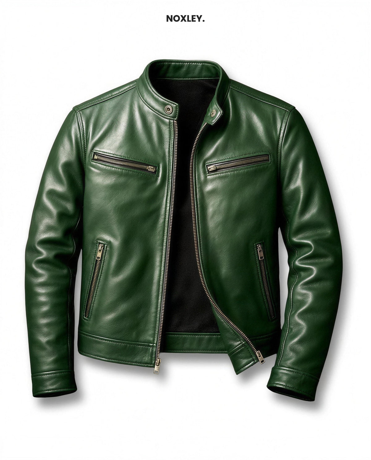 Rafe Men's Leather-Look Cafe Racer Jacket - Bottle Green