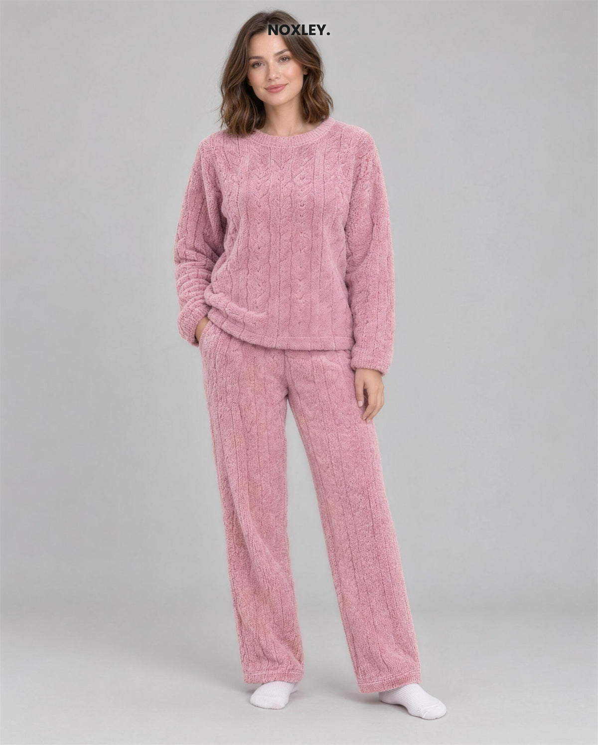 Ivy - Women's Plush Cable-Knit Lounge Set - image 2