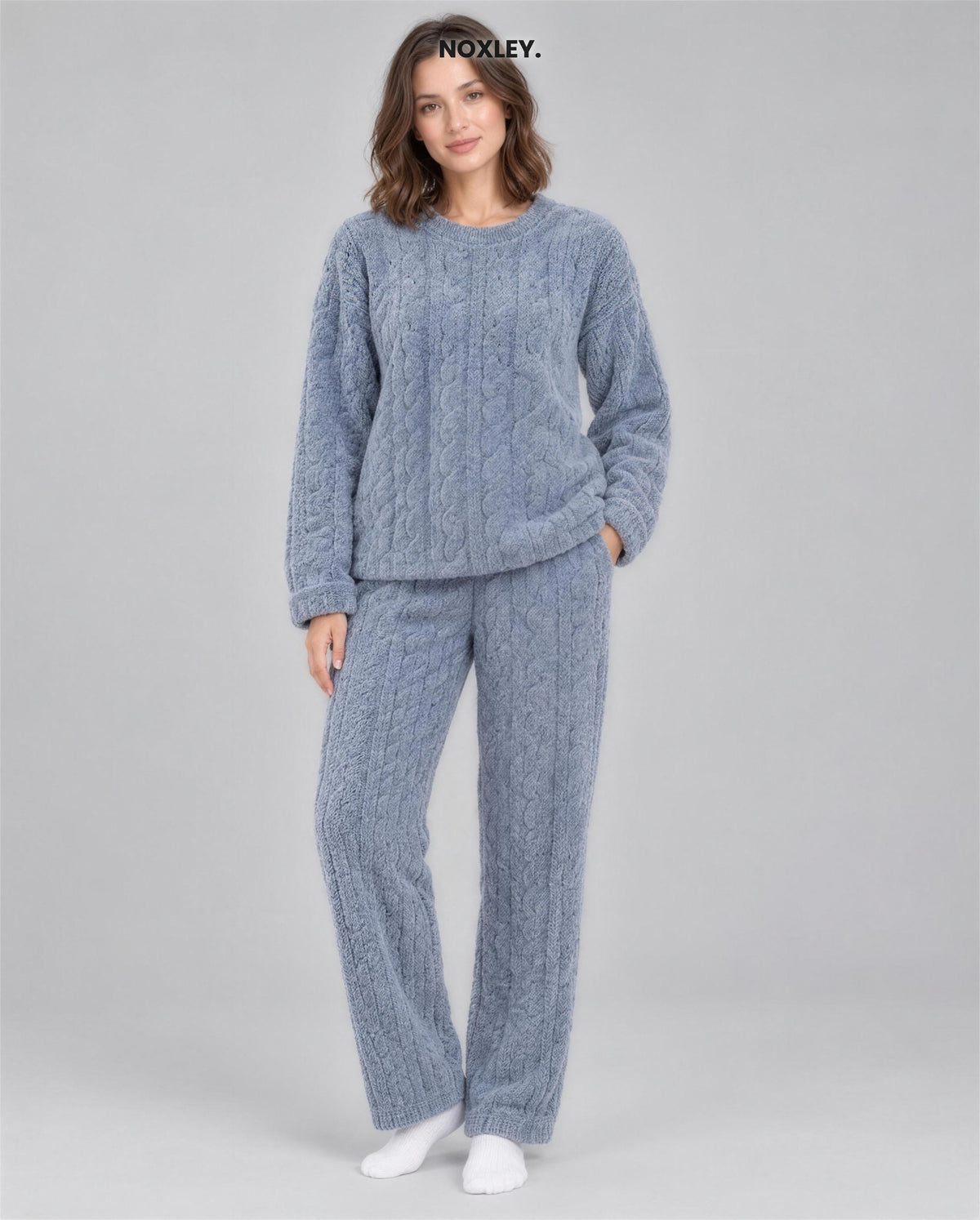 Ivy - Women's Plush Cable-Knit Lounge Set - image 3