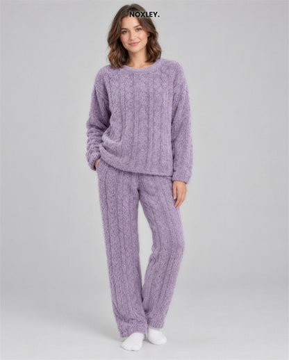 Ivy - Women's Plush Cable-Knit Lounge Set - image 4