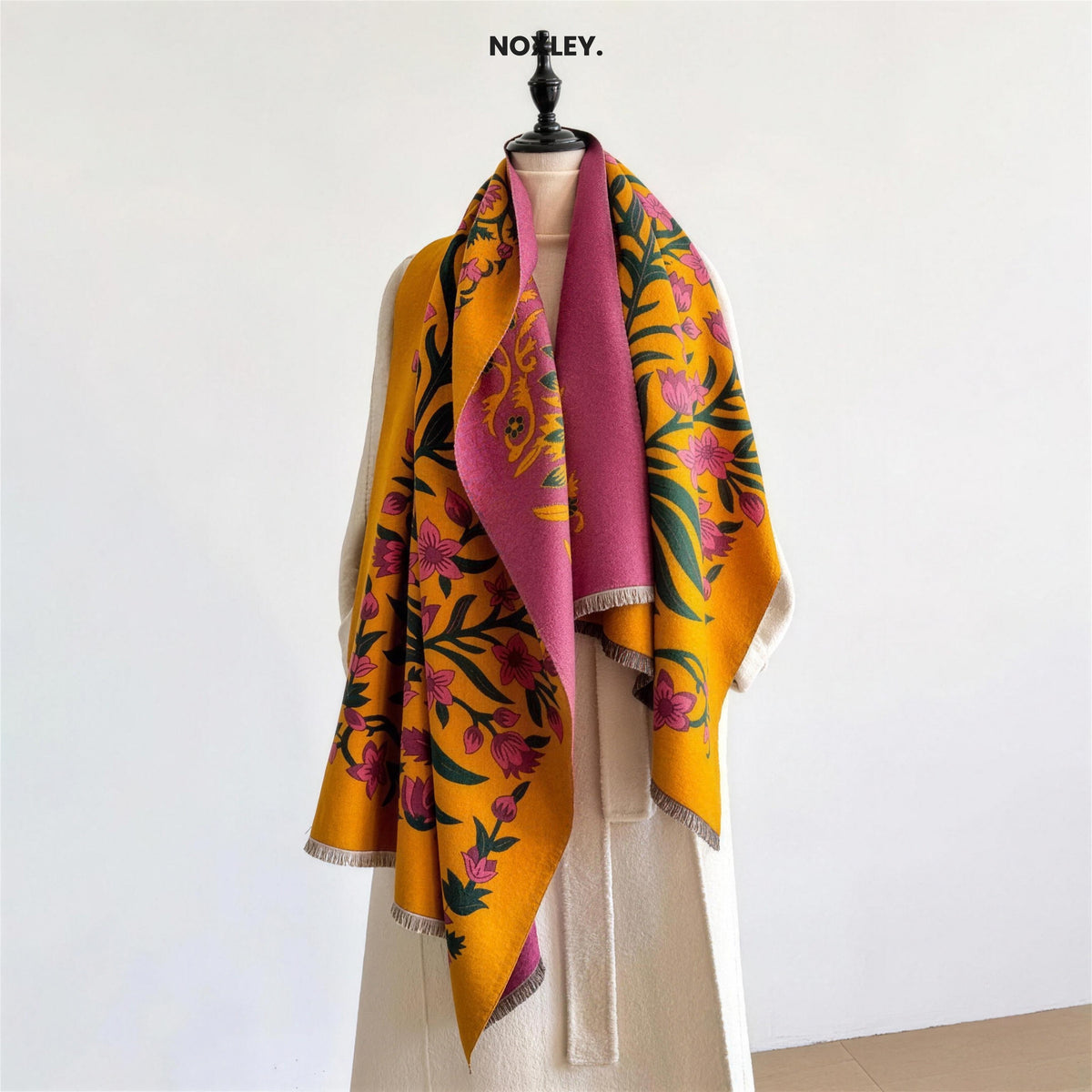 Phoebe - Women's Reversible Floral Jacquard Scarf - image 2