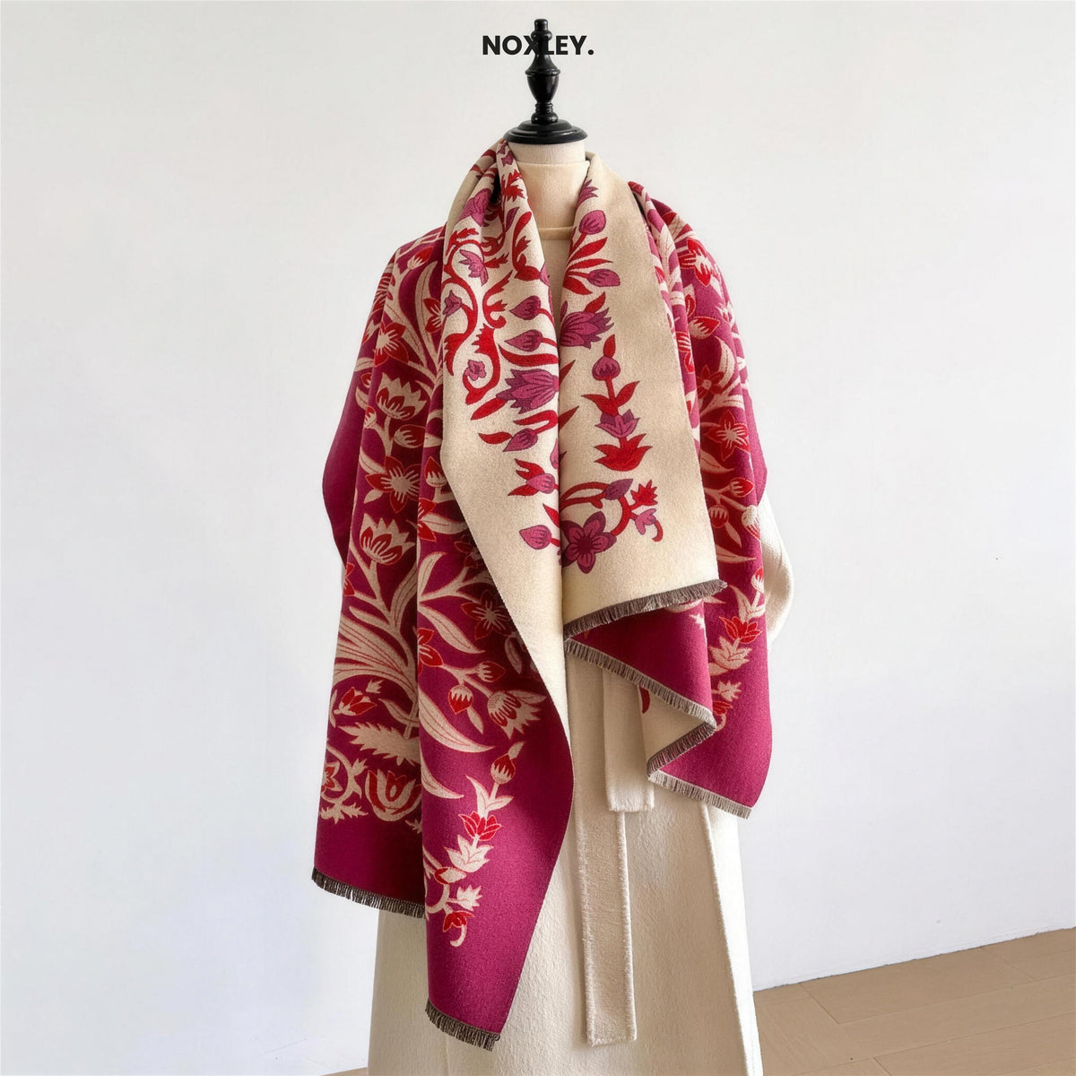 Phoebe - Women's Reversible Floral Jacquard Scarf - image 5