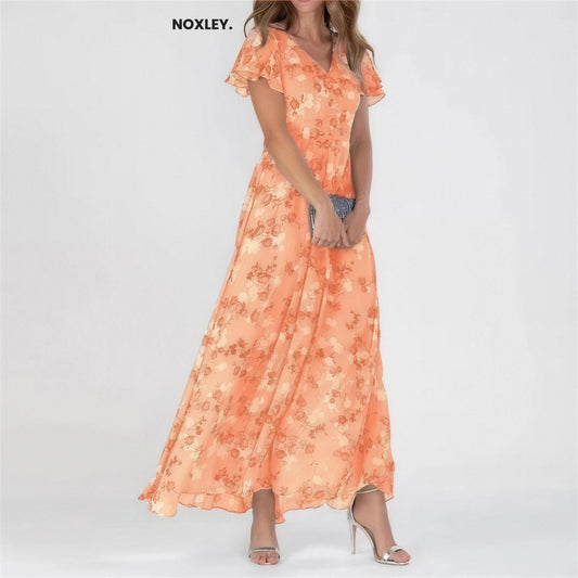Rosie - Women's Floral Flutter-Sleeve Midi Dress - image 1