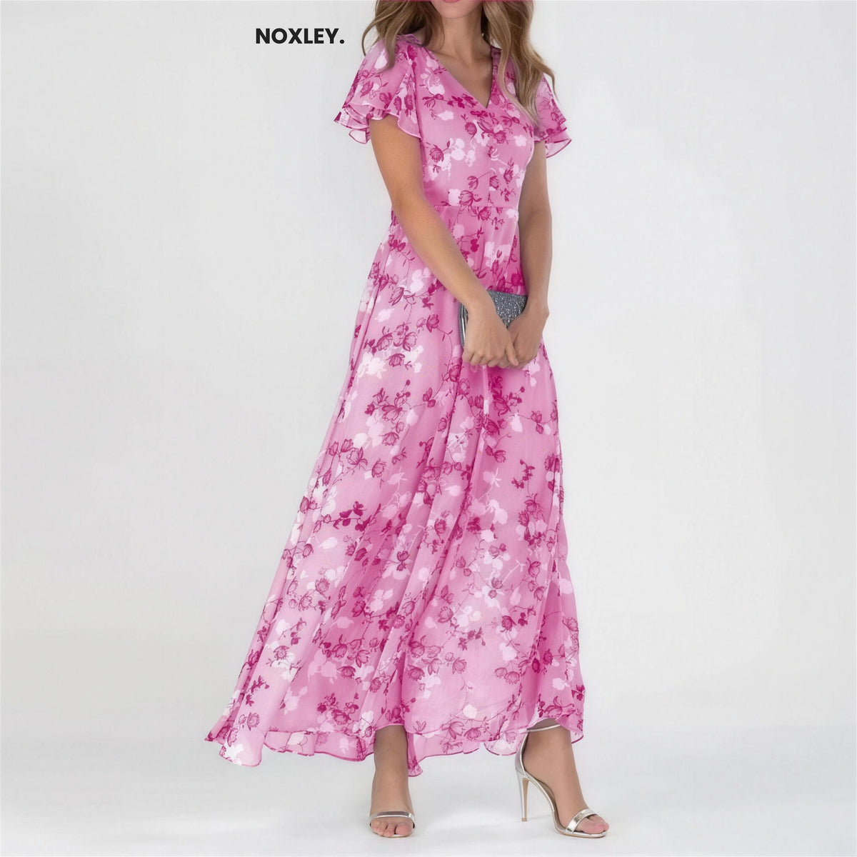 Rosie - Women's Floral Flutter-Sleeve Midi Dress - image 2