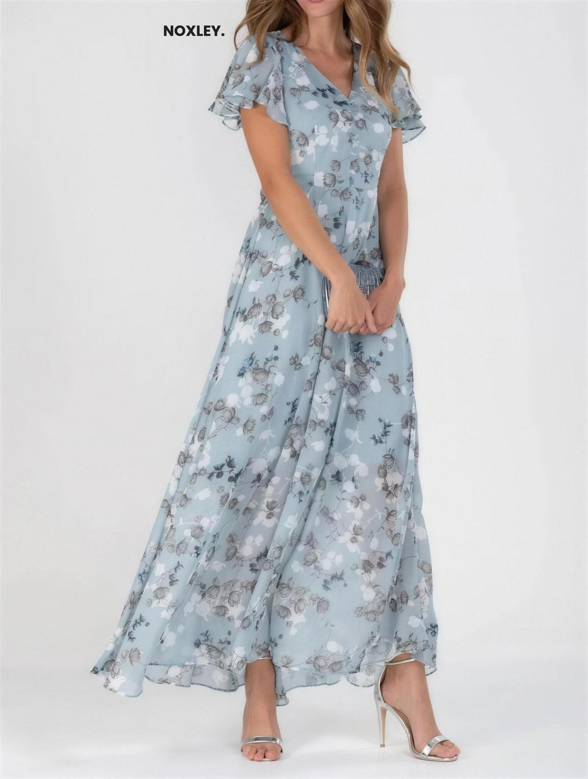 Rosie - Women's Floral Flutter-Sleeve Midi Dress - image 3