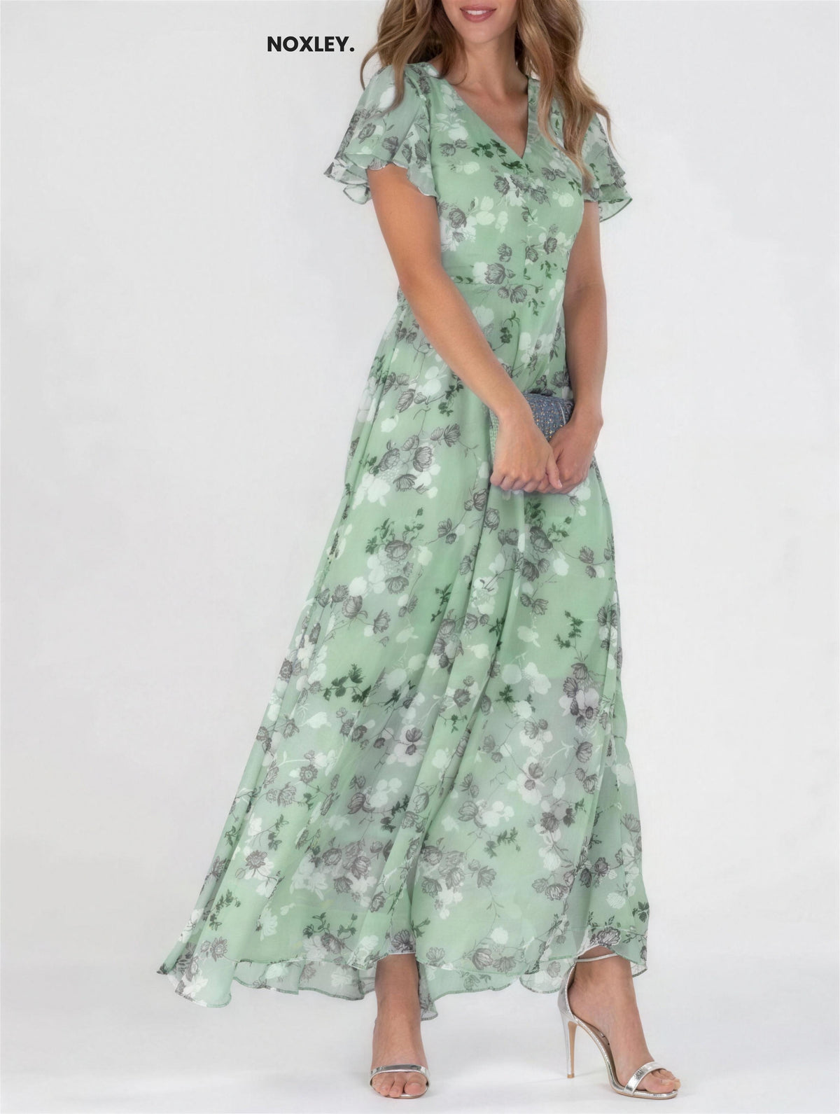 Rosie - Women's Floral Flutter-Sleeve Midi Dress - image 4