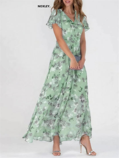 Rosie - Women's Floral Flutter-Sleeve Midi Dress - image 4