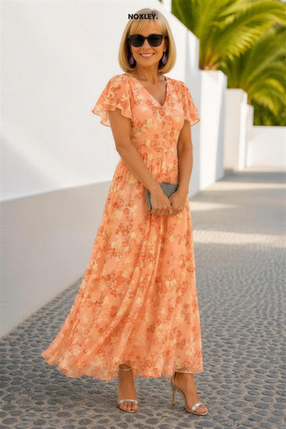 Rosie - Women's Floral Flutter-Sleeve Midi Dress - image 5