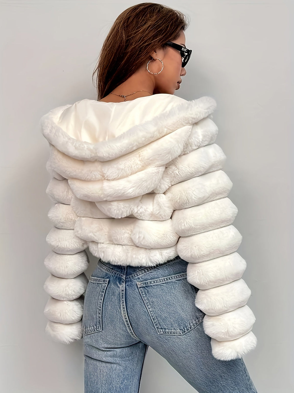 Serene | Women's Cropped Faux Fur Hooded Jacket