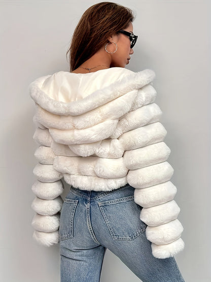 Serene | Women's Cropped Faux Fur Hooded Jacket