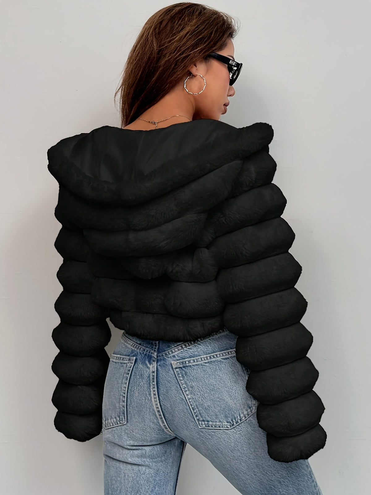 Serene | Women's Cropped Faux Fur Hooded Jacket
