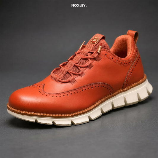 Benedict | Men's Wingtip Leather-Look Trainers - Rust