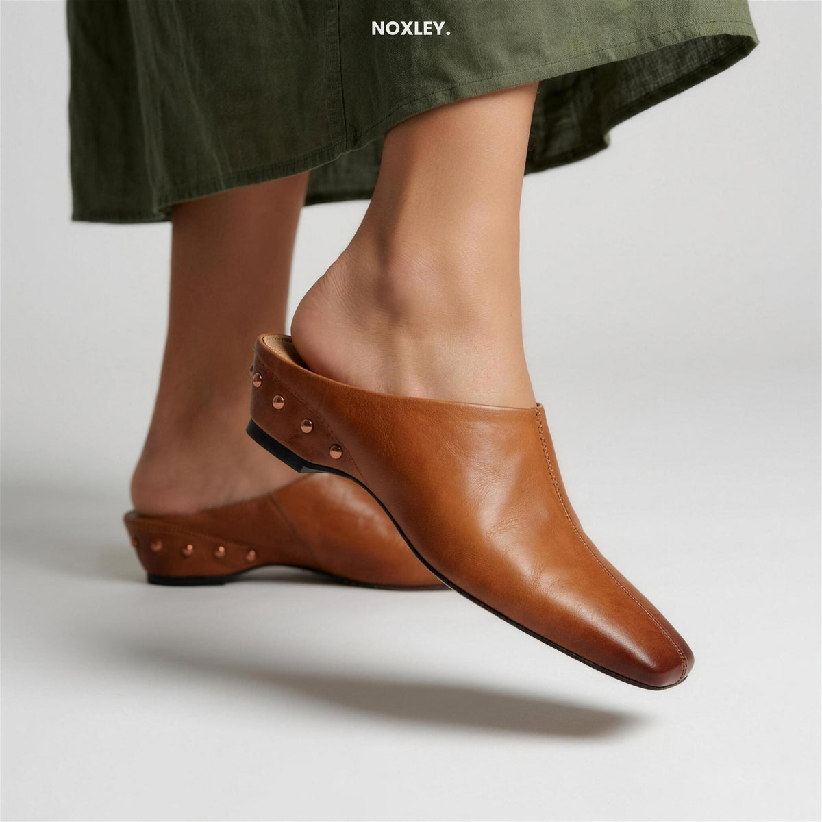 Celeste | Women's Square-Toe Leather-Look Mules