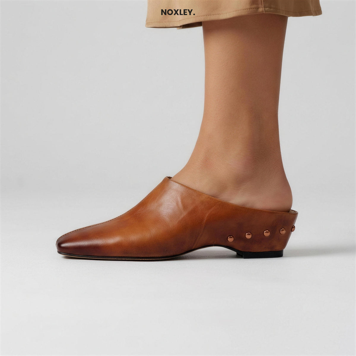 Celeste | Women's Square-Toe Leather-Look Mules