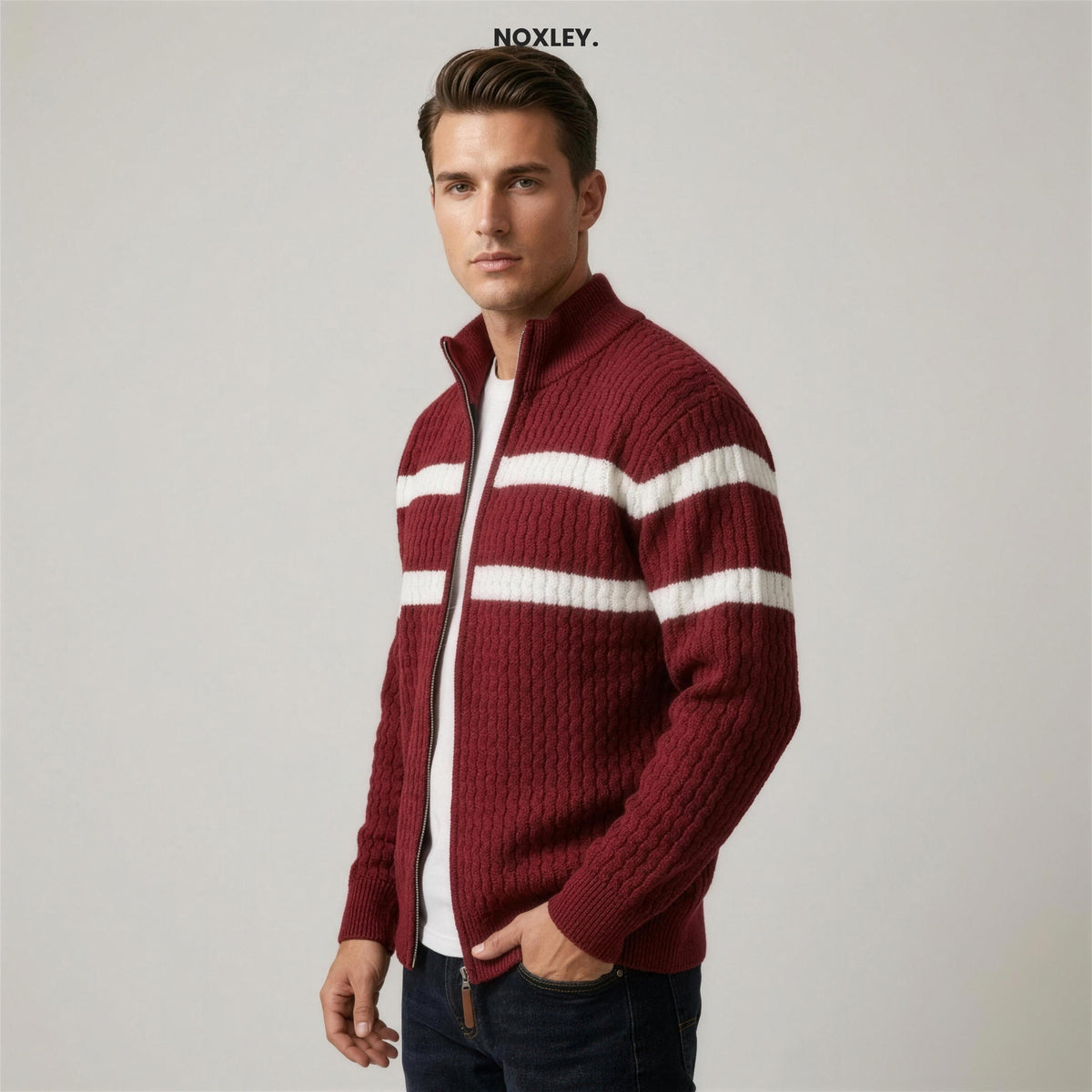 Edmund | Men's Cable-Knit Zip Cardigan